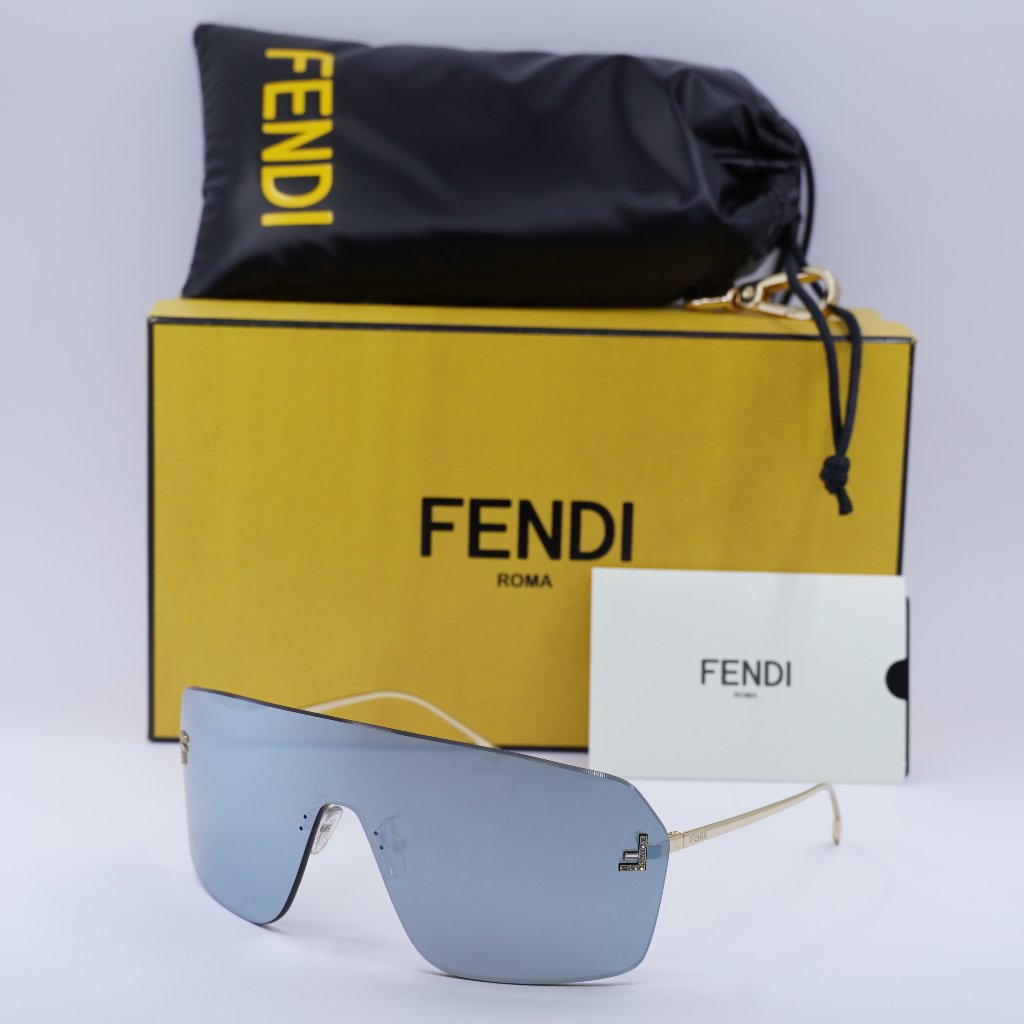 Fendi Fe4121us 30x Shield Sunglasses - Endura Gold/Blue Mirror